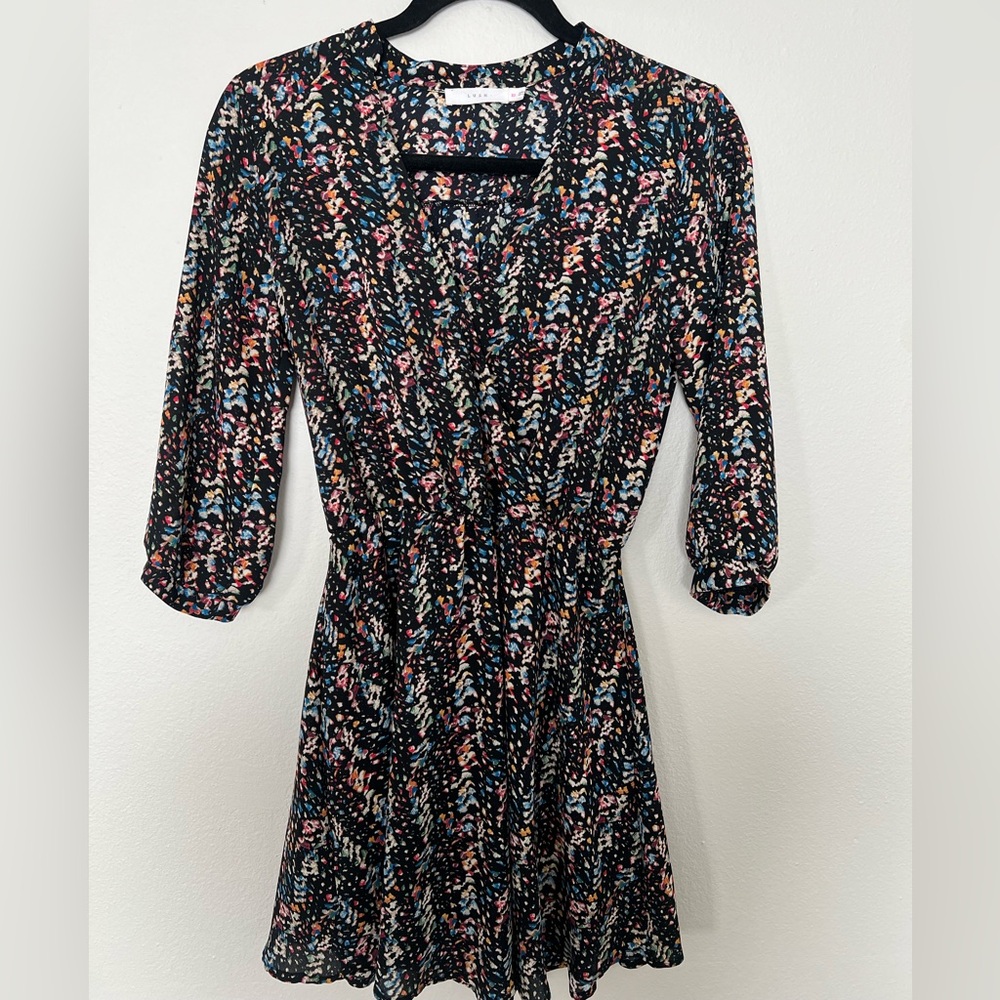Lush Black Multicolor Long Sleeve Dress